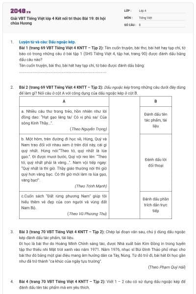 Giải VBT Tiếng Việt lớp 4 Kết nối tri thức Bài 19: Đi hội chùa Hương