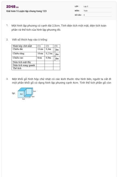 Giải toán 5 Luyện tập chung trang 123