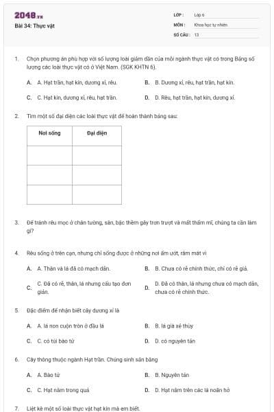 Bài 34: Thực vật