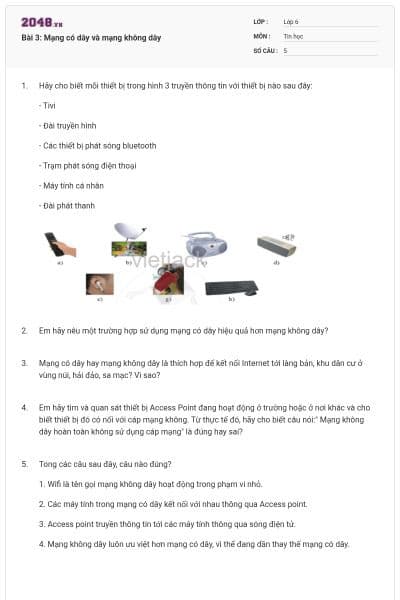 Bài 3: Mạng có dây và mạng không dây