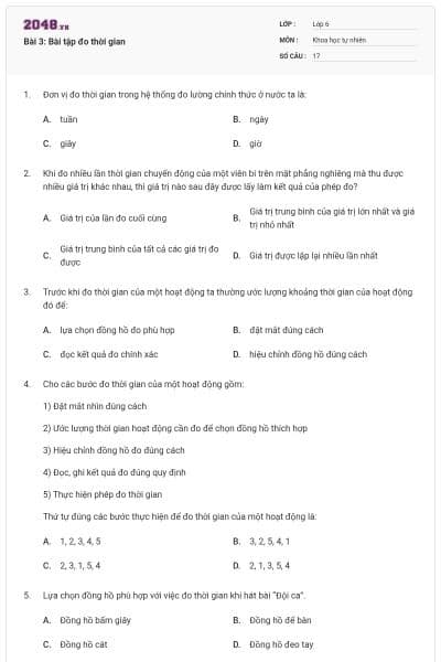 Bài 3: Bài tập đo thời gian