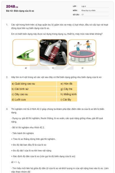 Bài 42: Biến dạng của lò xo