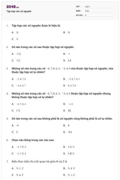 Tập hợp các số nguyên