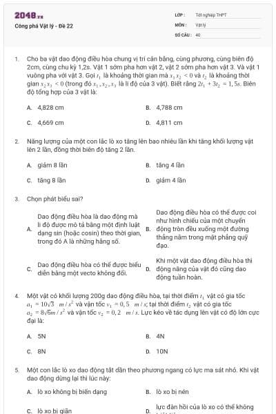 Công phá Vật lý - Đề 22