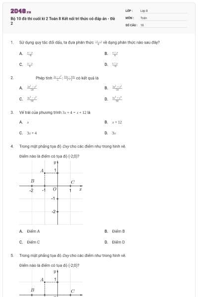 Bộ 10 đề thi cuối kì 2 Toán 8 Kết nối tri thức có đáp án - Đề 2