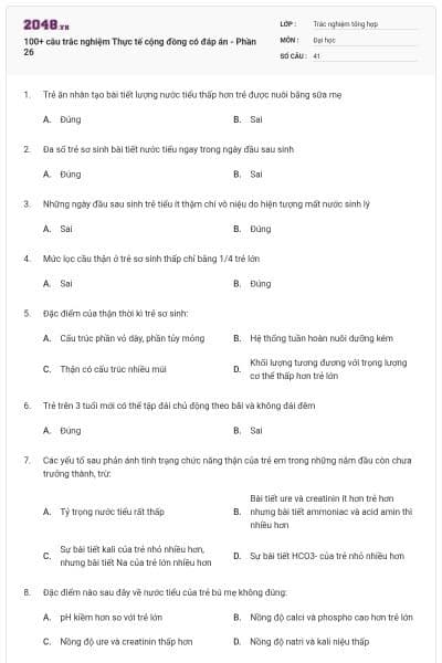 100+ câu trắc nghiệm Thực tế cộng đồng có đáp án - Phần 26