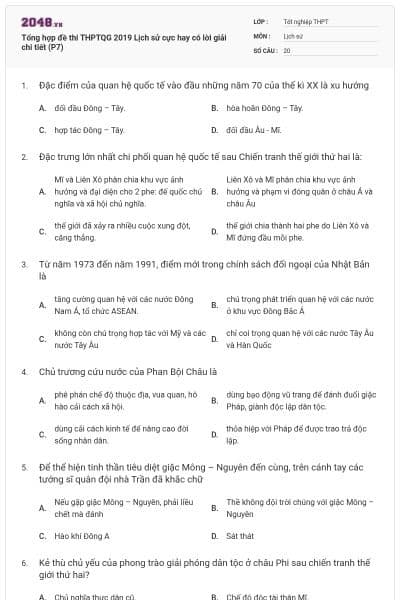 Tổng hợp đề thi THPTQG 2019 Lịch sử cực hay có lời giải chi tiết (P7)