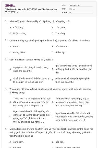 Tổng hợp đề tham khảo thi THPTQG môn Sinh học cực hay có lơi giải (P2)
