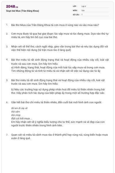 Soạn bài Mưa (Trần Đăng Khoa)