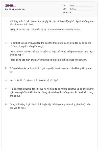 Bài 22: Vệ sinh hô hấp