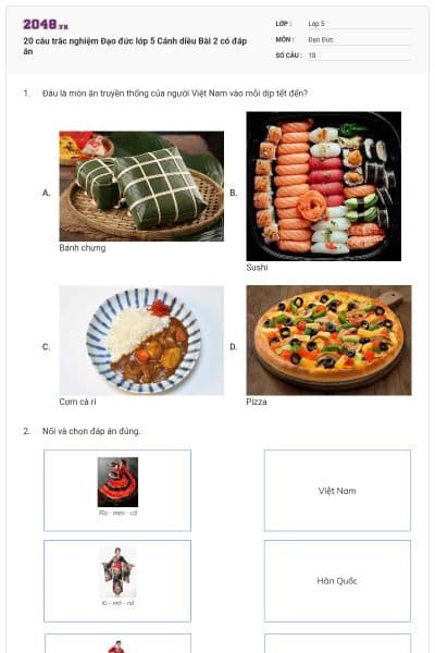 20 câu trắc nghiệm Đạo đức lớp 5 Cánh diều Bài 2 có đáp án