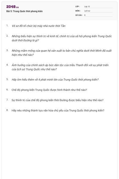 Bài 5: Trung Quốc thời phong kiến