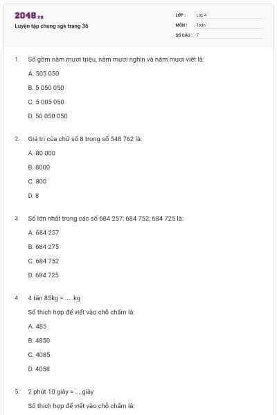 Luyện tập chung sgk trang 36