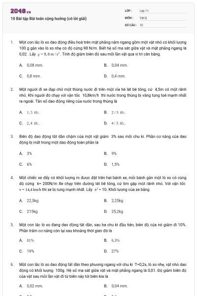 10 Bài tập Bài toán cộng hưởng (có lời giải)