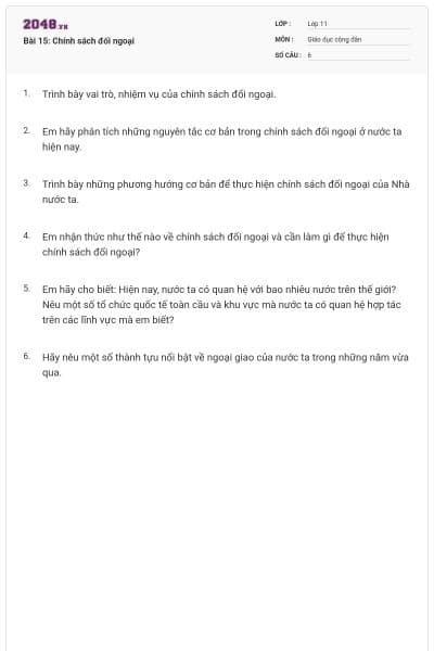 Bài 15: Chính sách đối ngoại