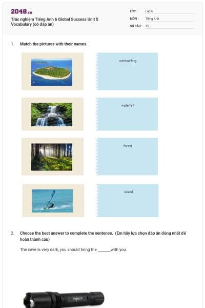 Trắc nghiệm Tiếng Anh 6 Global Success Unit 5 Vocabulary (có đáp án)