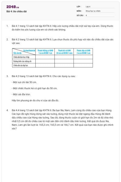 Bài 4: Đo chiều dài