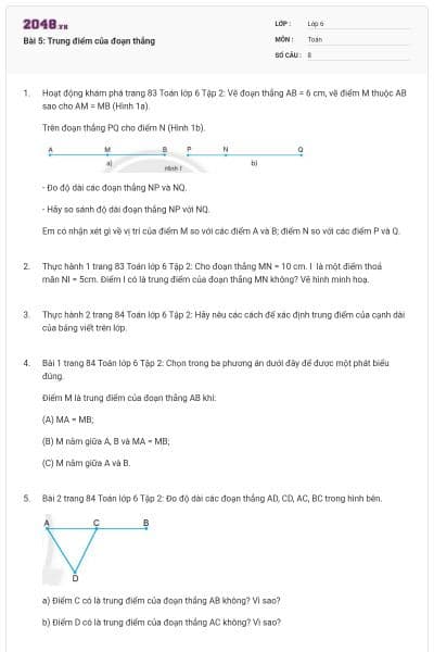 Bài 5: Trung điểm của đoạn thẳng