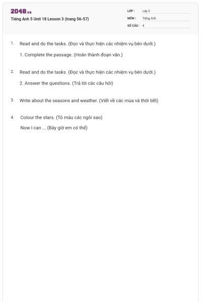Tiếng Anh 5 Unit 18 Lesson 3 (trang 56-57)