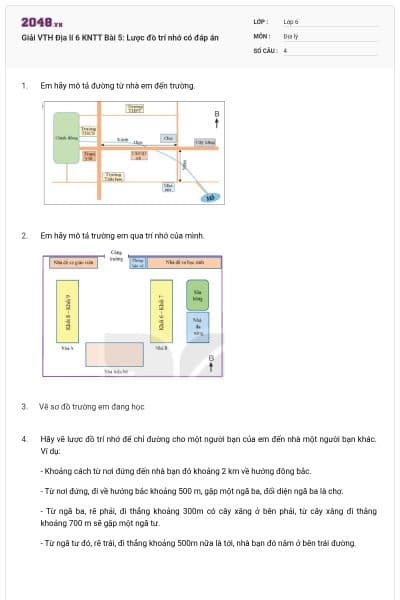 Giải VTH Địa lí 6 KNTT Bài 5: Lược đồ trí nhớ có đáp án