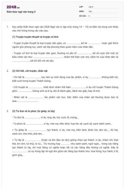 Kiến thức ngữ văn trang 5