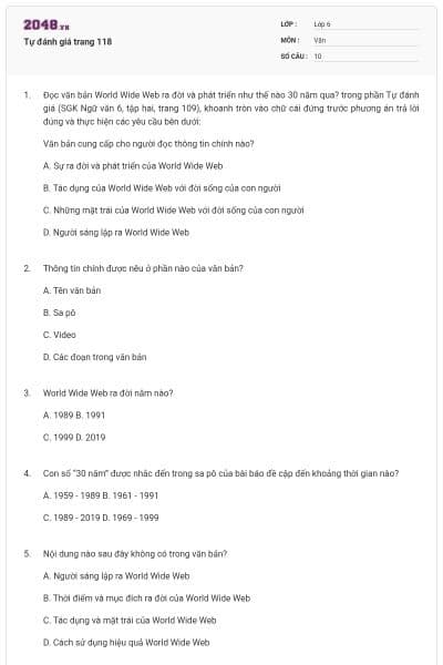 Tự đánh giá trang 118
