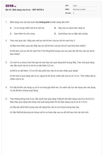 Bài 42. Biến dạng của lò xo - SBT KHTN 6