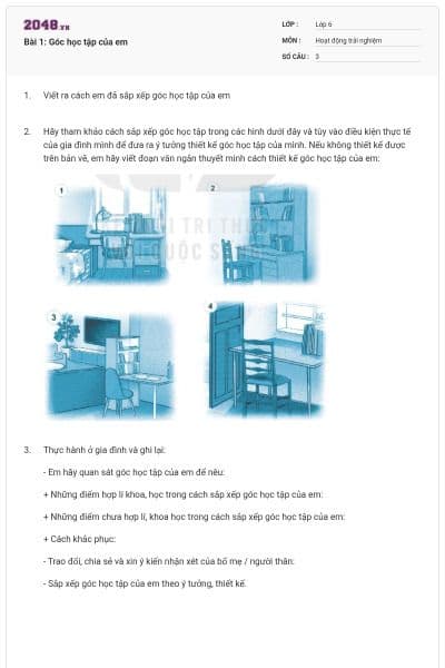 Bài 1: Góc học tập của em