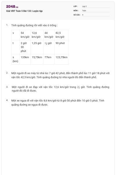 Giải VBT Toán 5 Bài 133: Luyện tập