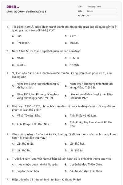 Đề thi thử 2019 - Đề tiêu chuẩn số 3