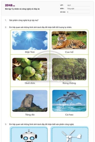 Bài tập Tự nhiên và công nghệ có đáp án
