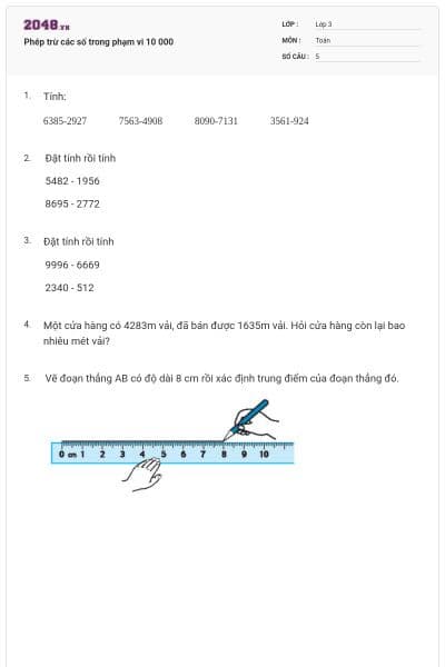 Phép trừ các số trong phạm vi 10 000