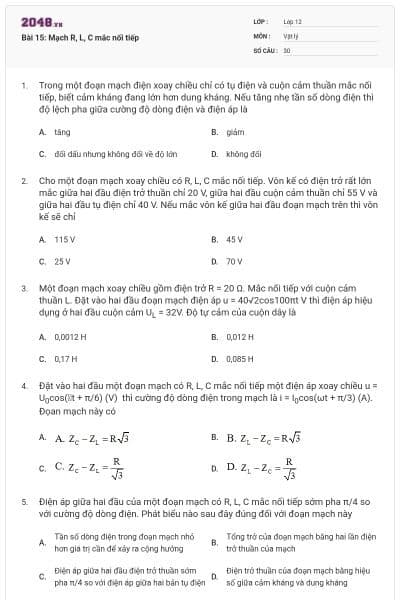 Bài 15: Mạch R, L, C mắc nối tiếp