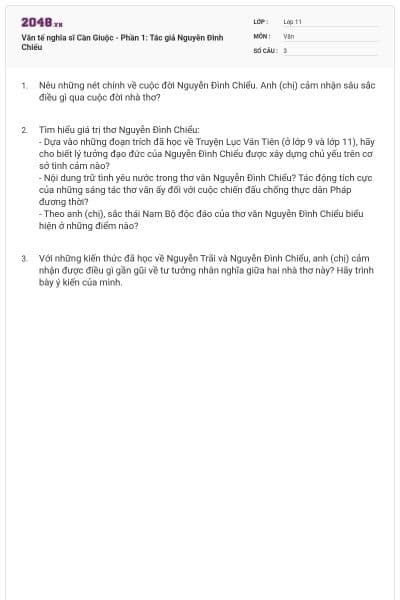 Văn tế nghĩa sĩ Cần Giuộc - Phần 1: Tác giả Nguyễn Đình Chiểu