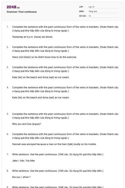 Grammar: Past continuous