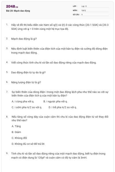 Bài 20: Mạch dao động