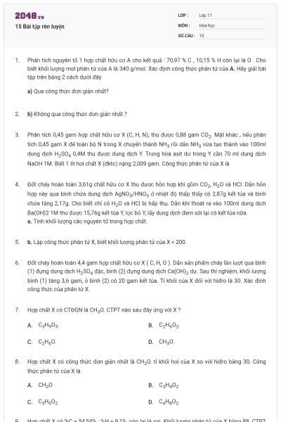 15 Bài tập rèn luyện