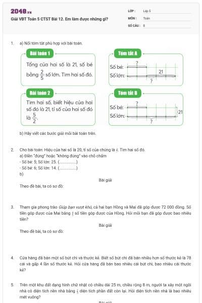 Giải VBT Toán 5 CTST Bài 12. Em làm được những gì?