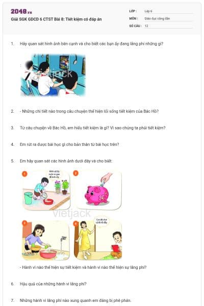 Giải SGK GDCD 6 CTST Bài 8: Tiết kiệm có đáp án