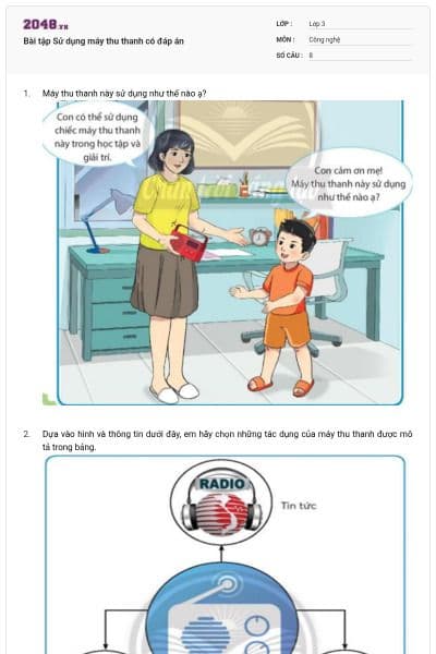 Bài tập Sử dụng máy thu thanh có đáp án