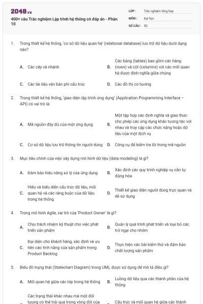 400+ câu Trắc nghiệm Lập trình hệ thống có đáp án - Phần 10
