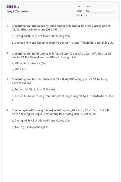 Dạng 2: Tính độ dài