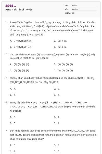 DẠNG 5: BÀI TẬP LÝ THUYẾT