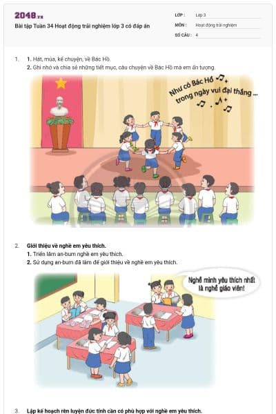 Bài tập Tuần 34 Hoạt động trải nghiệm lớp 3 có đáp án