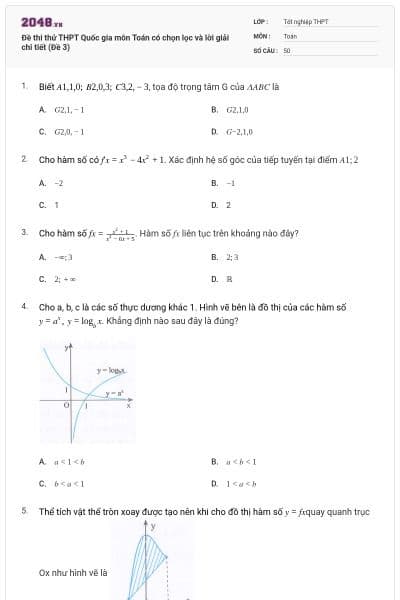 Đề thi thử THPT Quốc gia môn Toán có chọn lọc và lời giải chi tiết (Đề 3)