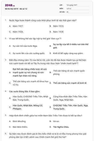 Đề thi thử 2019 - Đề số 12