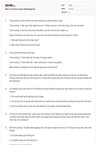 Bài 2: Lưu trữ và trao đổi thông tin