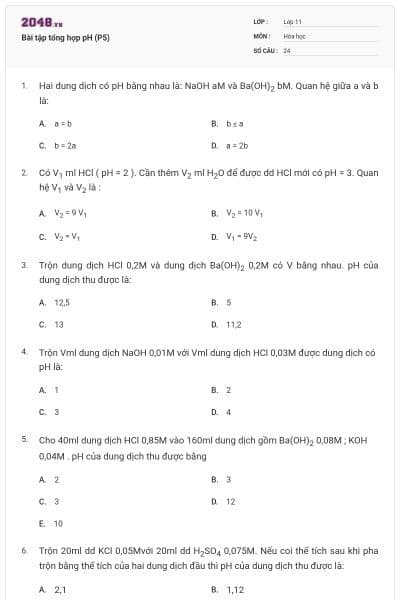 Bài tập tổng hợp pH (P5)