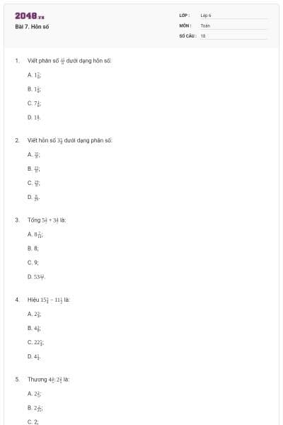 Bài 7. Hỗn số