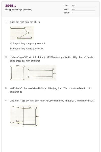 Ôn tập về hình học (tiếp theo)
